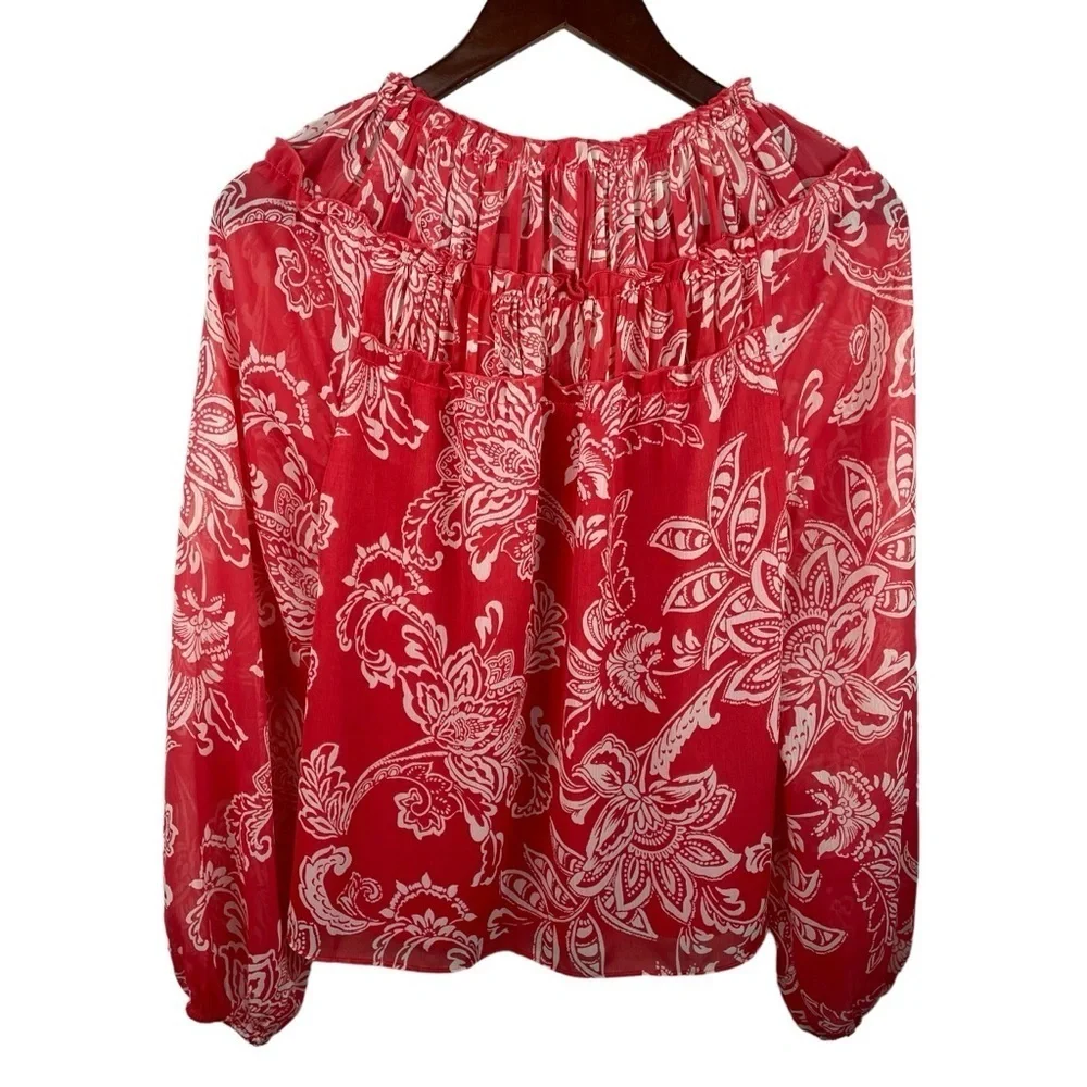 Evereve | Hayden Red White Floral Long Sleeve Blouse